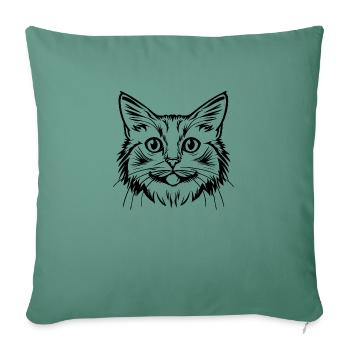 Cat, Cat Motif, Cat Face - Sofa pillowcase 17,3'' x 17,3'' (45 x 45 cm) - cypress green - Front