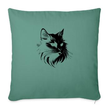 Cat, Cat Motif, Cat Face - Sofa pillowcase 17,3'' x 17,3'' (45 x 45 cm) - cypress green - Front
