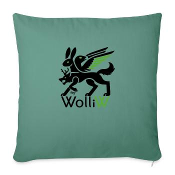 WolliW - Wolli Wolpertinger de Bavière - Housse de coussin décorative 45 x 45 cm - vert sapin - Devant