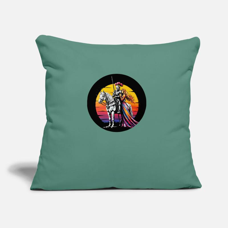 Chevalier sur le cheval blanc avec couleur princesse Housse de coussin décorative 45 x 45 cm