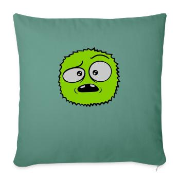 Haariges Monster skeptisches Gesicht - Sofakissenbezug 45 x 45 cm - Tanngrün - Vorne