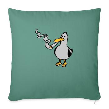 Stoner Seagull Fumant du chanvre - Housse de coussin décorative 45 x 45 cm - vert sapin - Devant