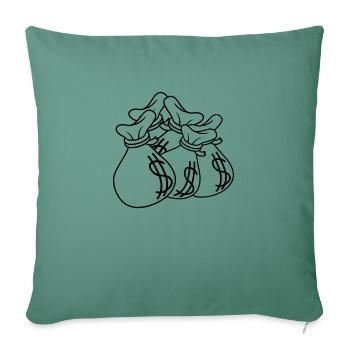 Geldsäcke Haufen Dollar Reichtum - Sofakissenbezug 45 x 45 cm - Tanngrün - Vorne