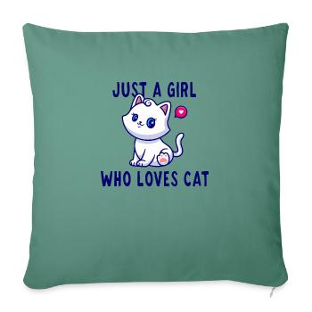 Just a girl who loves mon amour de chat - Housse de coussin décorative 45 x 45 cm - vert sapin - Devant