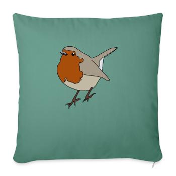 Rouge-gorge - Housse de coussin décorative 45 x 45 cm - vert sapin - Devant