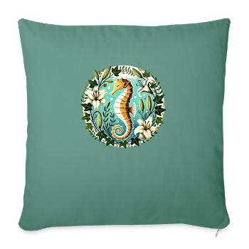 Hippocampe - Housse de coussin décorative 45 x 45 cm - vert sapin - Devant