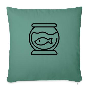 Fish Icon - Simple Black Outline Design - Sofakissenbezug 45 x 45 cm - Tanngrün - Vorne