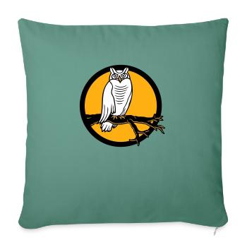 hibou aigle hibou branche arbre forêt lune nuit pleine lune ronde - Housse de coussin décorative 45 x 45 cm - vert sapin - Devant