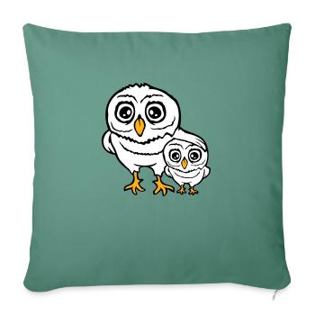 2 Owls Dad Mom Child Baby Family Mother Father - Sofa pillowcase 17,3'' x 17,3'' (45 x 45 cm) - cypress green - Front