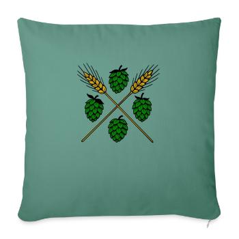 Hops and barley - beer - Sofa pillowcase 17,3'' x 17,3'' (45 x 45 cm) - cypress green - Front