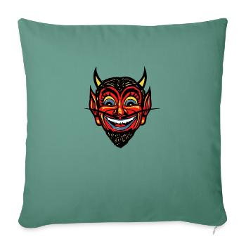 Vintage Halloween Red Devil Head - Sofa pillowcase 17,3'' x 17,3'' (45 x 45 cm) - cypress green - Front