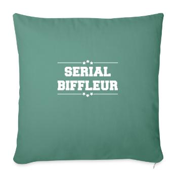 SERIAL BIFFLEUR WHITE - Sofa pillowcase 17,3'' x 17,3'' (45 x 45 cm) - cypress green - Front