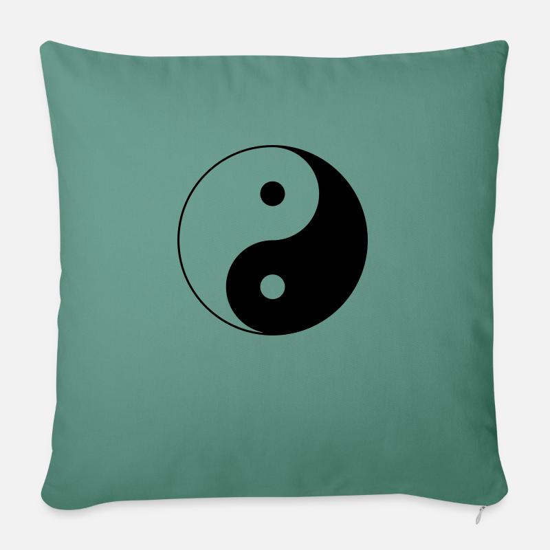 Yin Yang Symbol (Vector) - Housse de coussin décorative 45 x 45 cm - vert sapin