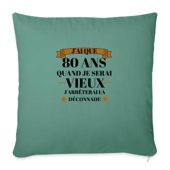 80e anniversaire pour grand-père et grand-mère - Housse de coussin décorative 45 x 45 cm - vert sapin - Devant