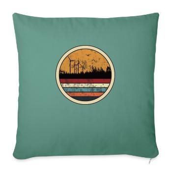 Wind farm at sunset - renewable energy - Sofa pillowcase 17,3'' x 17,3'' (45 x 45 cm) - cypress green - Front
