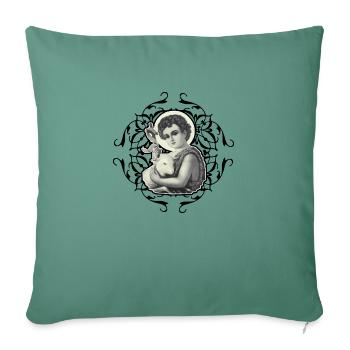 Saint John of the Baby Sheep - Sofa pillowcase 17,3'' x 17,3'' (45 x 45 cm) - cypress green - Front
