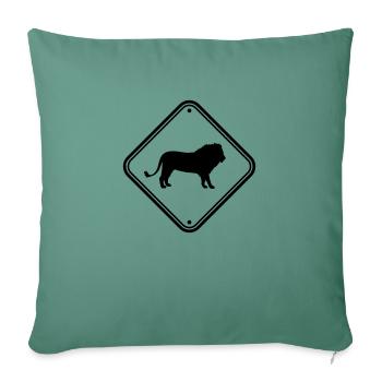 Shield Caution Lion - Sofa pillowcase 17,3'' x 17,3'' (45 x 45 cm) - cypress green - Front