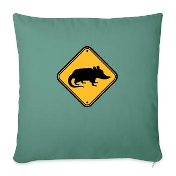 Opossum Gefahr Schild - Sofakissenbezug 45 x 45 cm - Tanngrün - Vorne