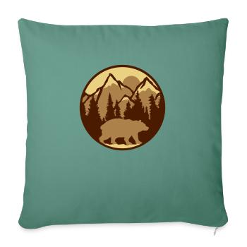 Ours de la forêt des montagnes - Housse de coussin décorative 45 x 45 cm - vert sapin - Devant