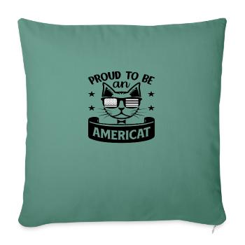 Fier d’être un Americat Funny Cat - Housse de coussin décorative 45 x 45 cm - vert sapin - Devant