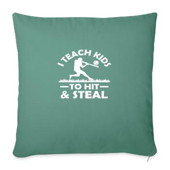 J’apprends aux enfants à frapper et à voler le baseball - Housse de coussin décorative 45 x 45 cm - vert sapin - Devant