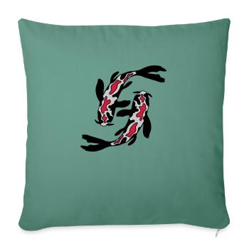 2 Koi Fish Nishikigoi - Sofa pillowcase 17,3'' x 17,3'' (45 x 45 cm) - cypress green - Front