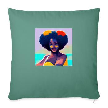 Beautiful Afro girl in bikini - Sofa pillowcase 17,3'' x 17,3'' (45 x 45 cm) - cypress green - Front