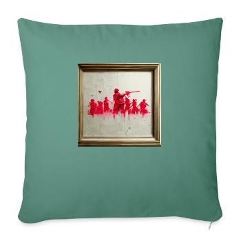 Banksy-Style Graffiti From The War Scene - Sofa pillowcase 17,3'' x 17,3'' (45 x 45 cm) - cypress green - Front