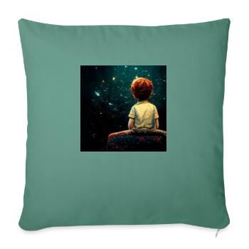 Little Boy Sitting On the Edge of The Universe - Sofa pillowcase 17,3'' x 17,3'' (45 x 45 cm) - cypress green - Front