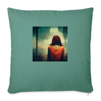 Woman Staring Into The Forest - Sofa pillowcase 17,3'' x 17,3'' (45 x 45 cm) - cypress green - Front