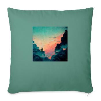 Fantasy Mystère Paysage Peinture - Housse de coussin décorative 45 x 45 cm - vert sapin - Devant