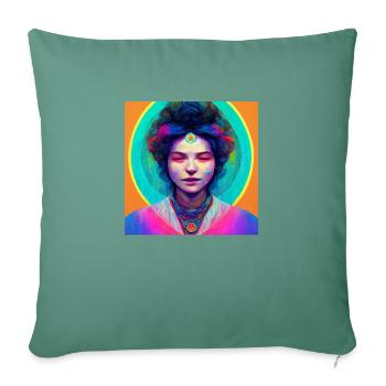 Trippy Portrait Of Women - Sofa pillowcase 17,3'' x 17,3'' (45 x 45 cm) - cypress green - Front