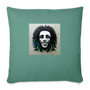 Rastafarian graffiti sketch - Sofa pillowcase 17,3'' x 17,3'' (45 x 45 cm) - cypress green - Front