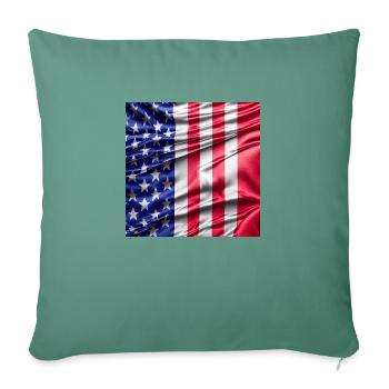 Drapeau des États-Unis - Housse de coussin décorative 45 x 45 cm - vert sapin - Devant