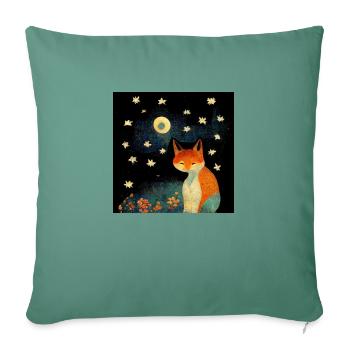 Renard au clair de lune - Housse de coussin décorative 45 x 45 cm - vert sapin - Devant