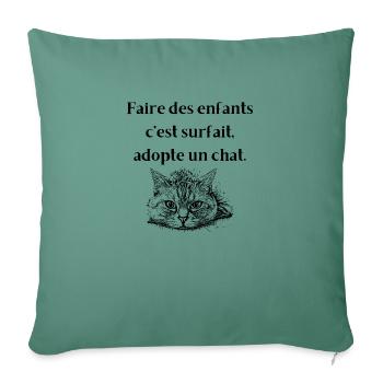 Tee-shirt pour les fans de chat - Housse de coussin décorative 45 x 45 cm - vert sapin - Devant