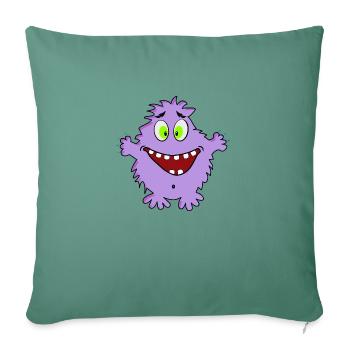 Niedliches freundliches süßes peppiges Monsterchen - Sofakissenbezug 45 x 45 cm - Tanngrün - Vorne