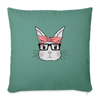 Female Nerd Rabbit Face - Sofa pillowcase 17,3'' x 17,3'' (45 x 45 cm) - cypress green - Front