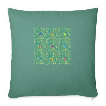 Meadow and butterflies - Sofa pillowcase 17,3'' x 17,3'' (45 x 45 cm) - cypress green - Front