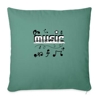 Musique word text art - Graffiti et style doodle - Housse de coussin décorative 45 x 45 cm - vert sapin - Devant