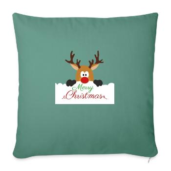 Joyeux Noël Nez Rouge Renne - Housse de coussin décorative 45 x 45 cm - vert sapin - Devant