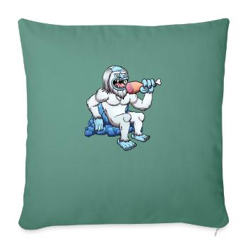 Yeti Eating Meat - Sofa pillowcase 17,3'' x 17,3'' (45 x 45 cm) - cypress green - Front