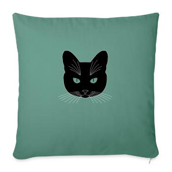 Chat tête blanc yeux transparent - Housse de coussin décorative 45 x 45 cm - vert sapin - Devant