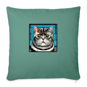 CooleKatze 4 - Sofakissenbezug 45 x 45 cm - Tanngrün - Vorne