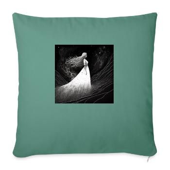 Lady blache contemplating the stars - Sofa pillowcase 17,3'' x 17,3'' (45 x 45 cm) - cypress green - Front