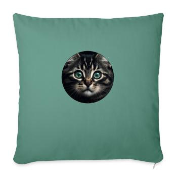 süßes Tabby-Kätzchen mit großen Augen - Sofakissenbezug 45 x 45 cm - Tanngrün - Vorne