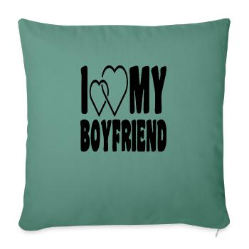J’aime mon petit ami - Housse de coussin décorative 45 x 45 cm - vert sapin - Devant