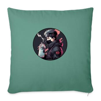 Ninja with water bottle - Sofa pillowcase 17,3'' x 17,3'' (45 x 45 cm) - cypress green - Front