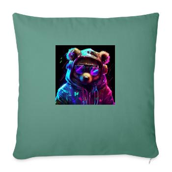 Cool Gaming Bear - Sofa pillowcase 17,3'' x 17,3'' (45 x 45 cm) - cypress green - Front