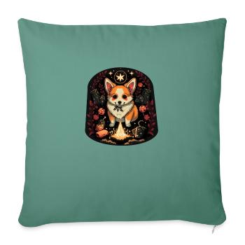 Corgi Necromancer - Sofa pillowcase 17,3'' x 17,3'' (45 x 45 cm) - cypress green - Front